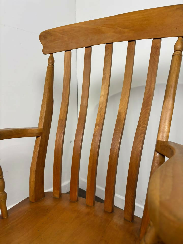 Rustic Beech Slat Back Grandfather Armchair – Country Style