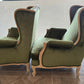 Extremely Comfortable Pair French Wing Back Arm Chairs