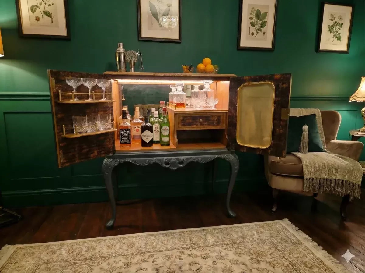 MADE TO ORDER - The Gallery of Curiosities - a bespoke drinks/whisky cabinet. Quirky and elegant!