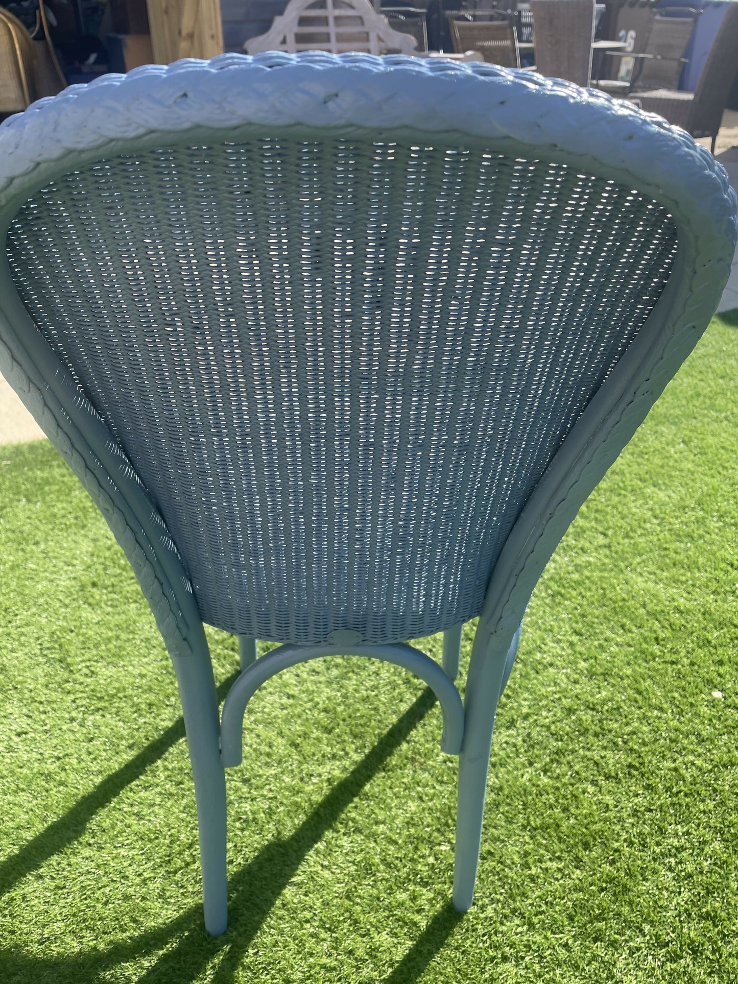 Wedgwood blue accent chair with matching fabric
