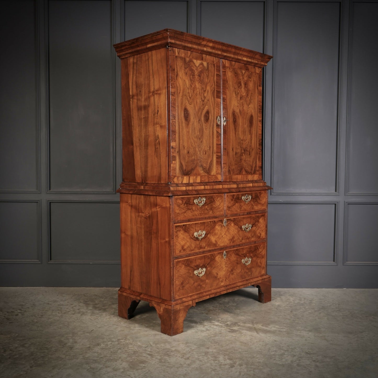 Queen Anne Walnut Tallboy Cabinet On Chest