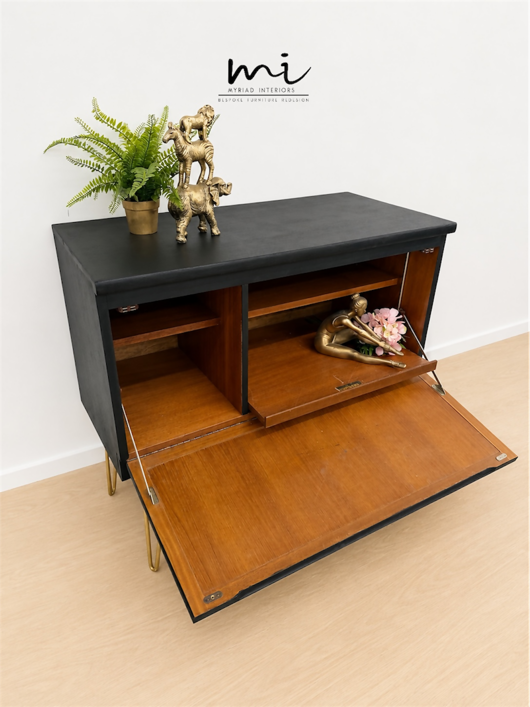 Black Nathan teak TV stand, sideboard, drinks cabinet, media unit, mid century modern, vintage, refurbished, upcycled, console