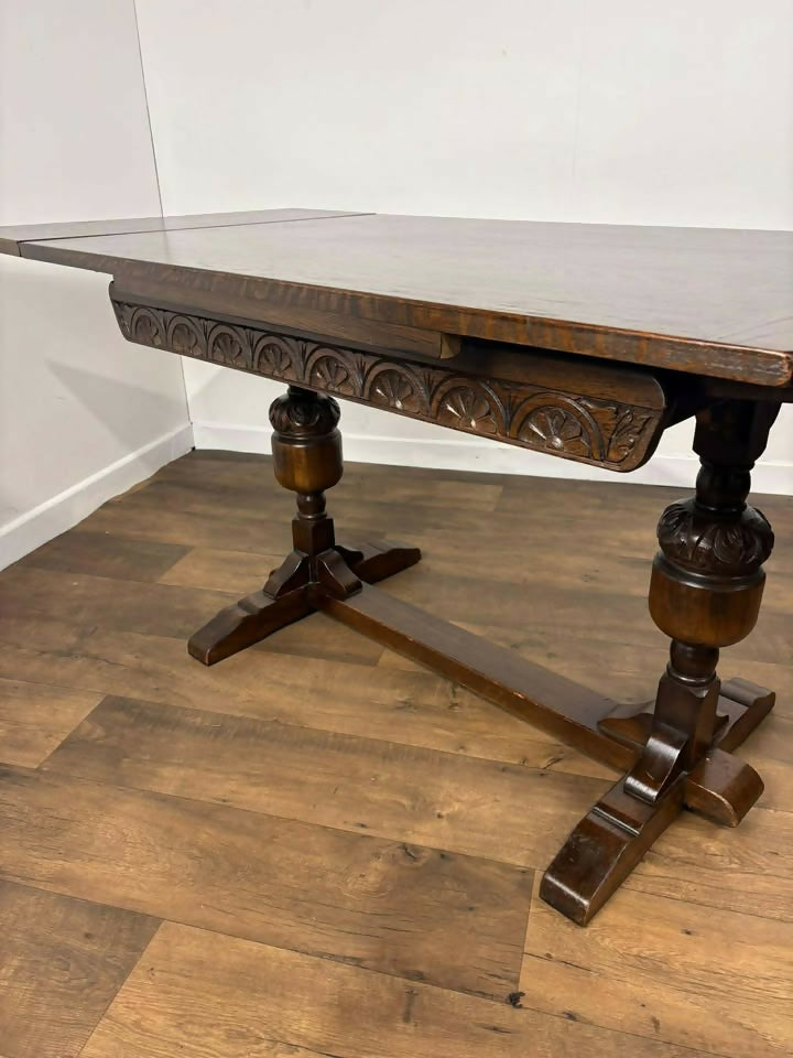 Vintage Priory Oak Refectory Style Draw Leaf Dining Table