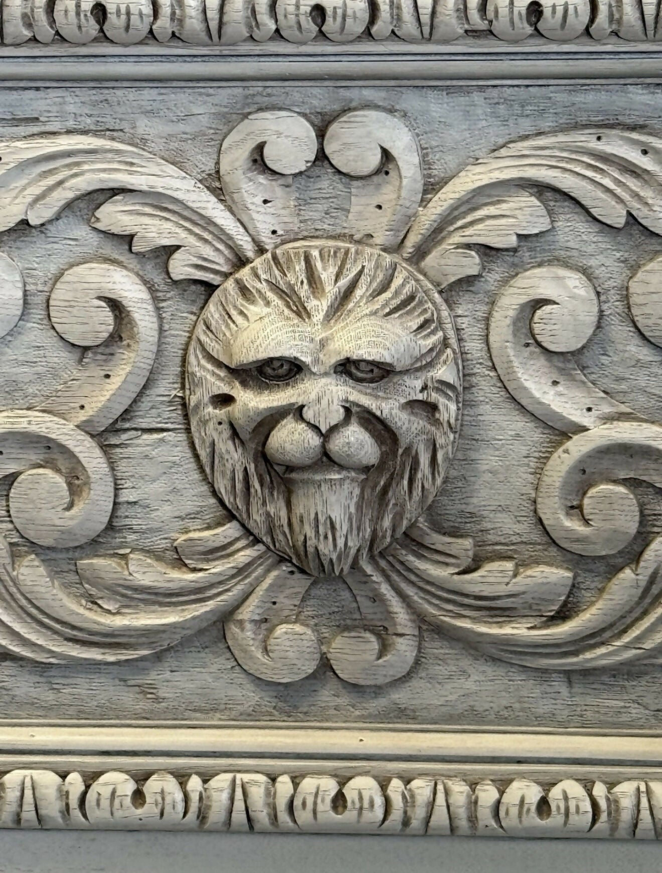 Antique Victorian Buffet/Server in oak with Green Man carvings.