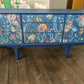 Gplan Midcentury NavySideboard Ocean Sea Fish Print Upcycled Painted SOLD message for commission