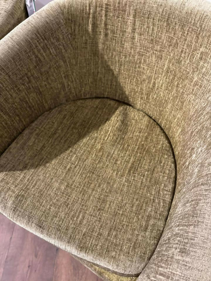 Pair of Chenille Lime Green Tub Chairs