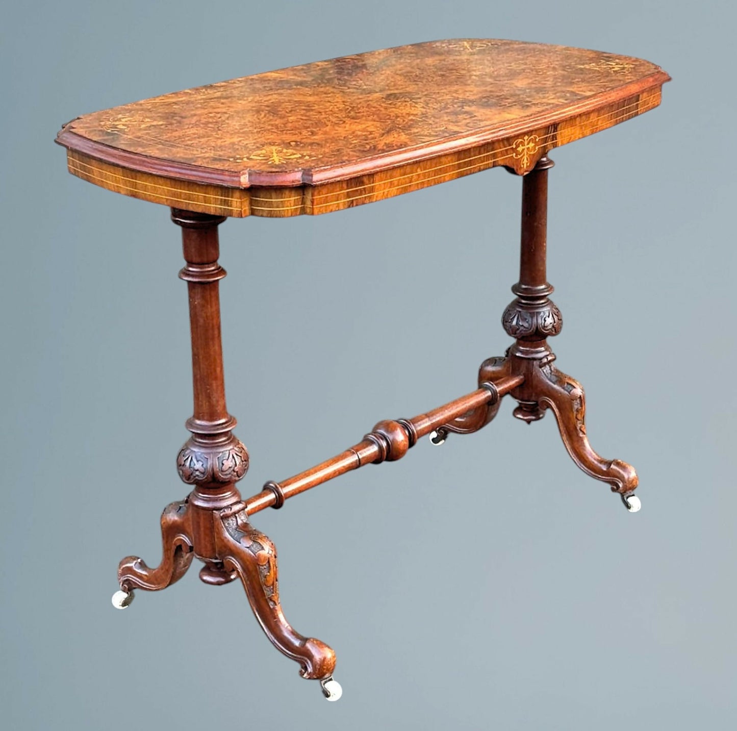 Antique Victorian Inlaid Walnut Free Standing Table