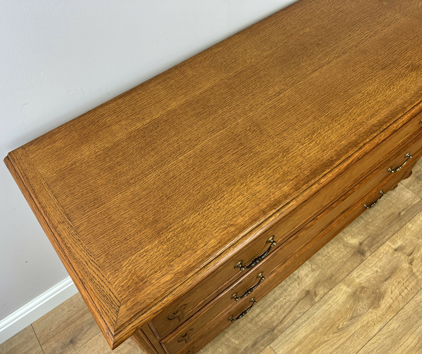 Chest of Drawers Vintage French Louis Oak 3 Drawers Carved Cabinet LOT 6265