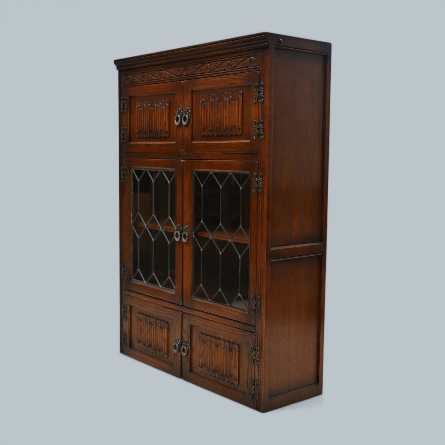 Old Charm Wall Top Unit Bookcase Leaded Glass Display Cupboard FREE UK Delivery