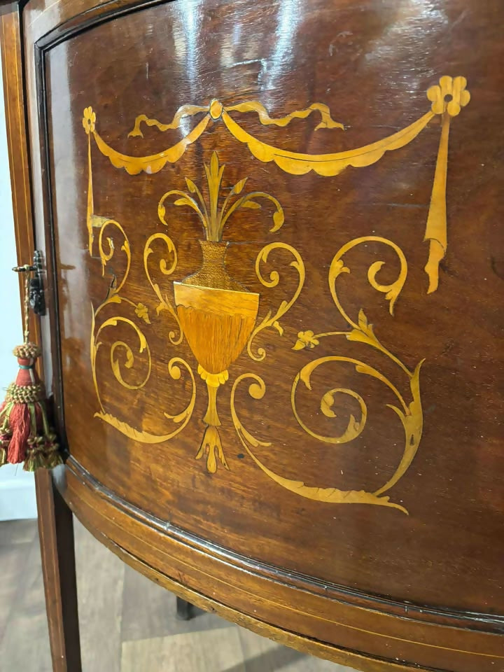 Edwardian Inlaid Mahogany Sheraton Revival Display Cabinet