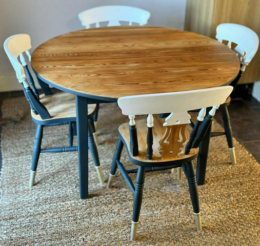4-Seater Solid Wood Round Table & Chairs