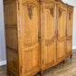 Wardrobe Vintage French Louis XVI Style Oak Four Door Carved Armoire LOT 6494