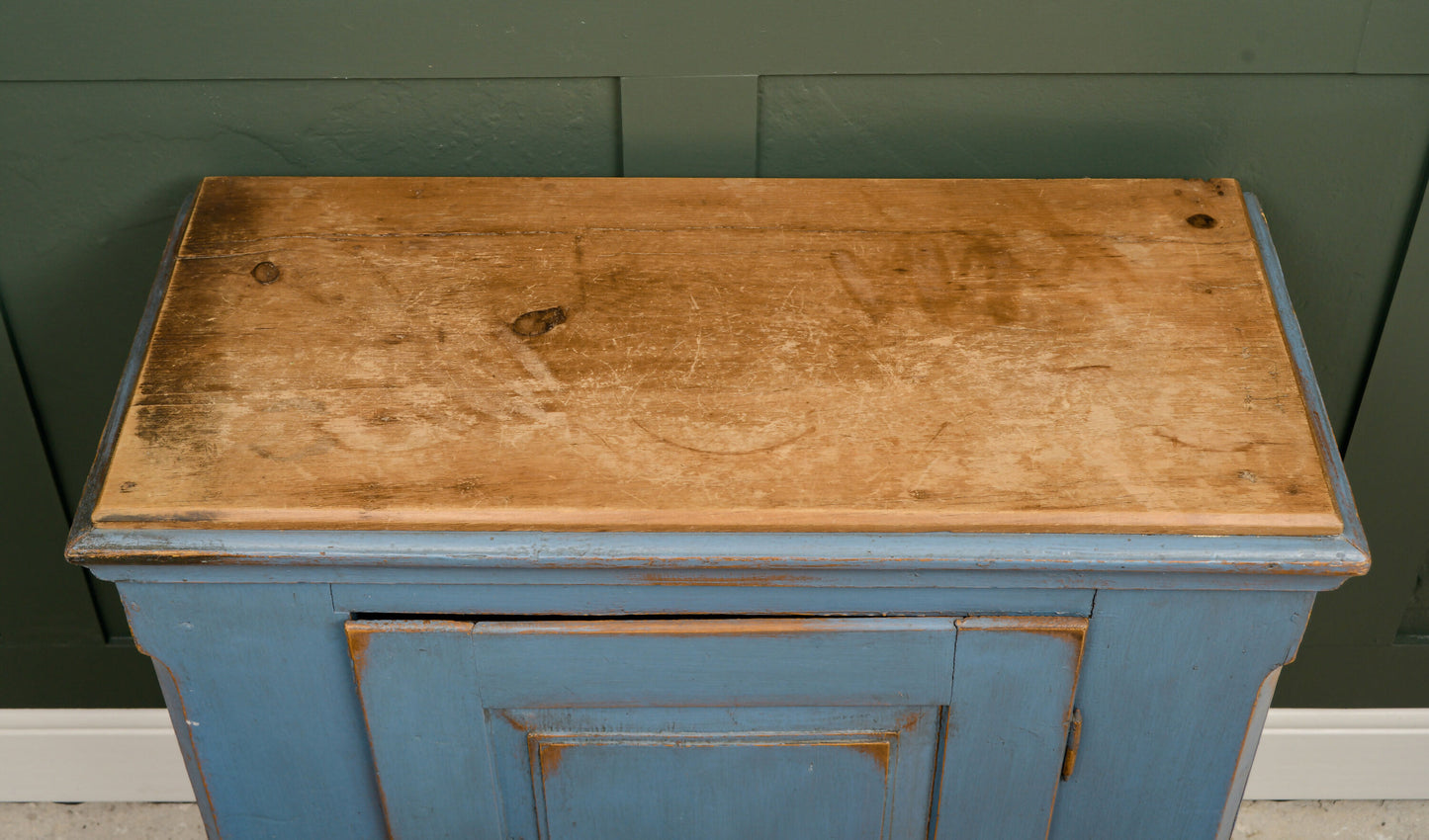 Antique Pine Larder Cupboard - Pie Safe/ Meat Safe - Painted Blue