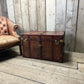 Antique leather trimmed chestnut brown campaign chest