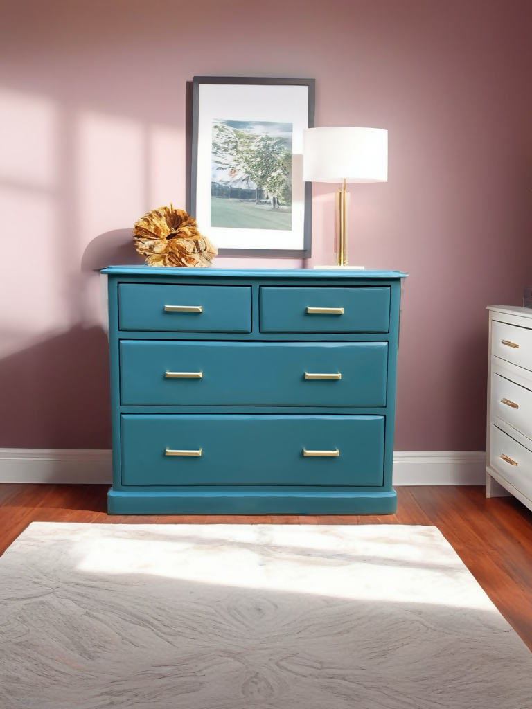 Deep Blue Serenity Chest – Golden Details for a Touch of Luxury