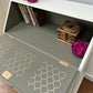 Vintage Pine Bureau Desk Hand Painted in a Soft white with Olive Green and Gold Interior