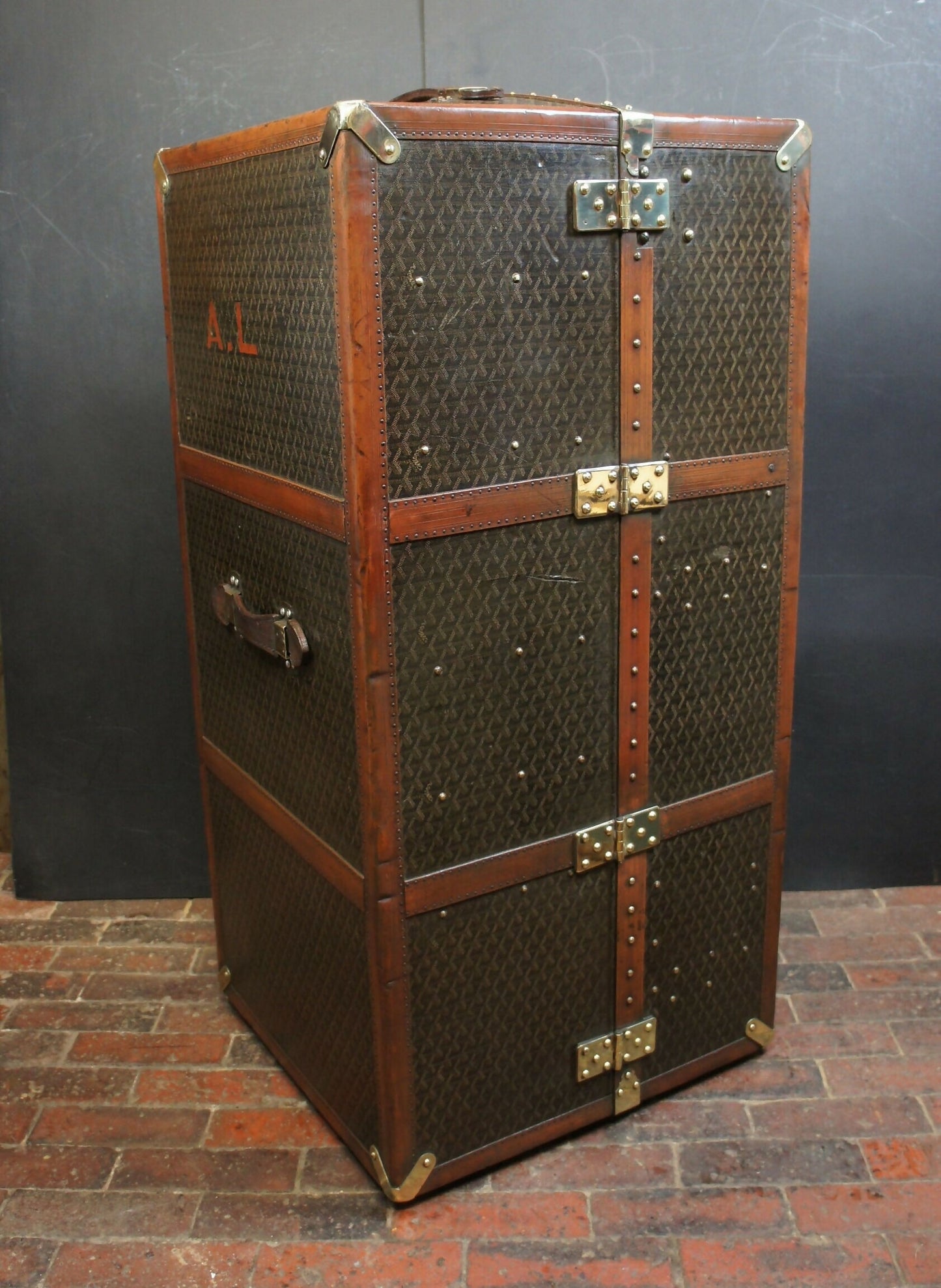 Luxury Antique Wardrobe Trunk by Goyard with Key