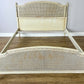 Bed Vintage French King Size Bed Frame Cane Panel Carved Headboard LOT 6410
