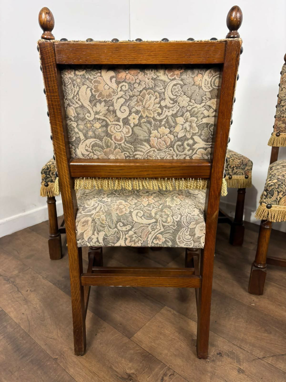 Set of Four Vintage Oak Upholstered Dining Chairs