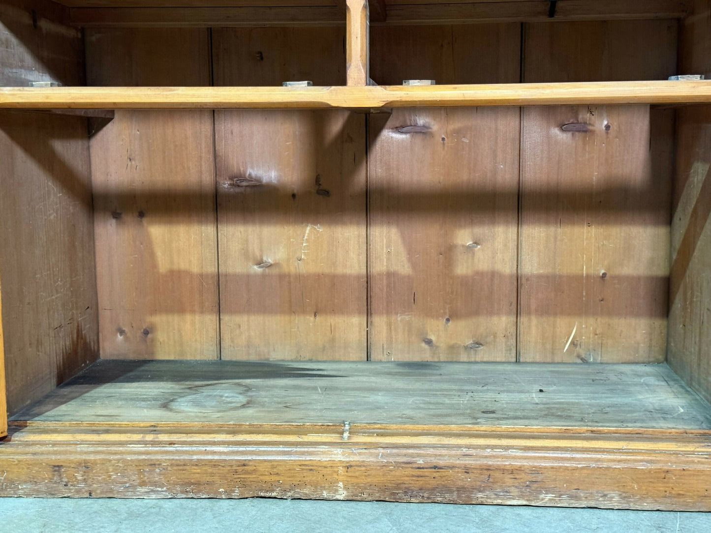 Antique Edwardian Pine Two Door Low Housekeeper Pantry Kitchen Cupboard, c.1920