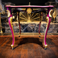 Vintage French Style Occasional Table In Burgundy & Gold Statement Accent