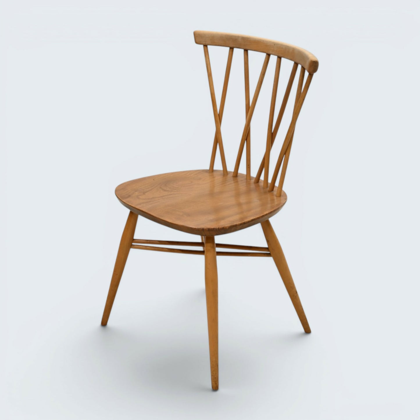 Set of 6 Vintage Ercol Candlestick Dining Chairs Blonde Elm Mid Century Retro