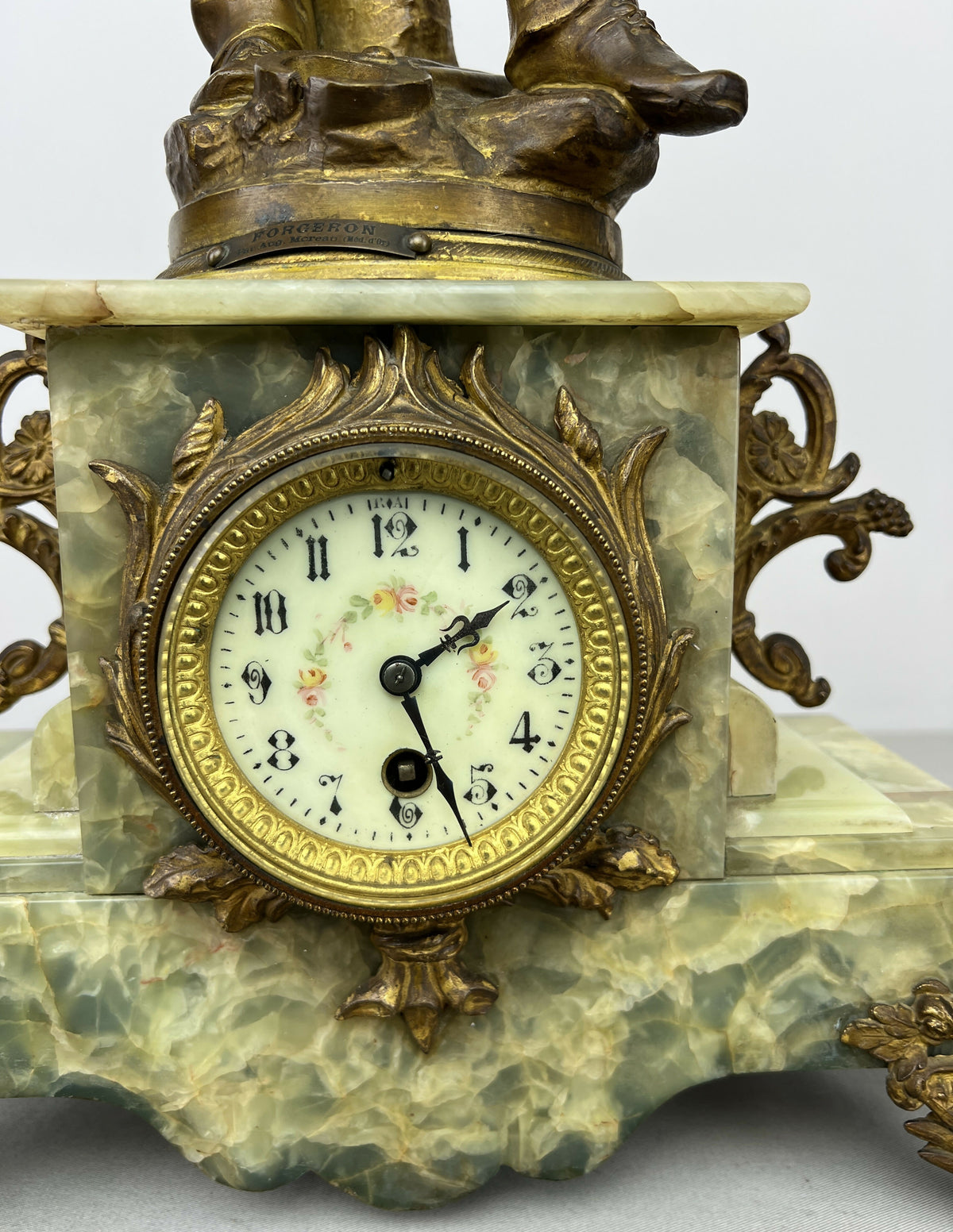 Clock Antique French Ornate Figural Marble Forgeron Mantel Clock LOT 6479