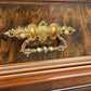 Vintage Walnut Bookcase / Cupboard With Fitted Shelves & Drawer