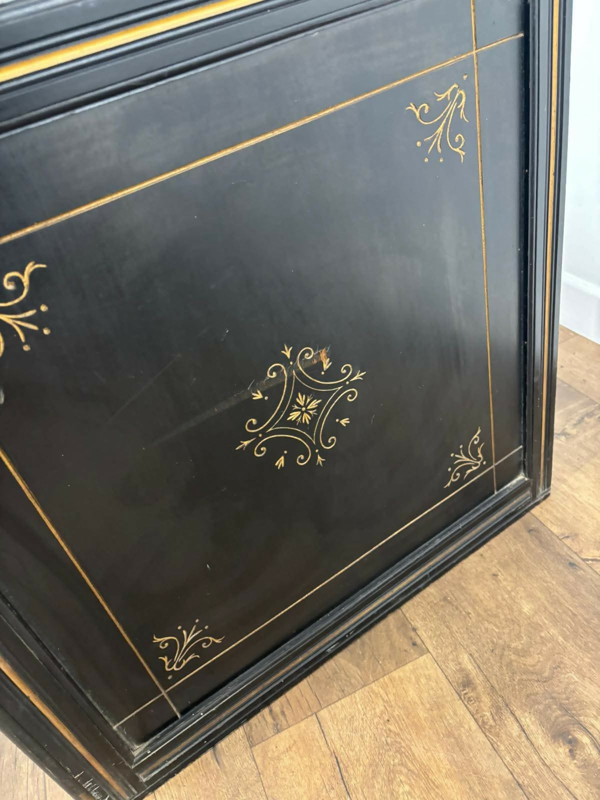 Large Edwardian Ebonised Bifold Screen / Room Divider