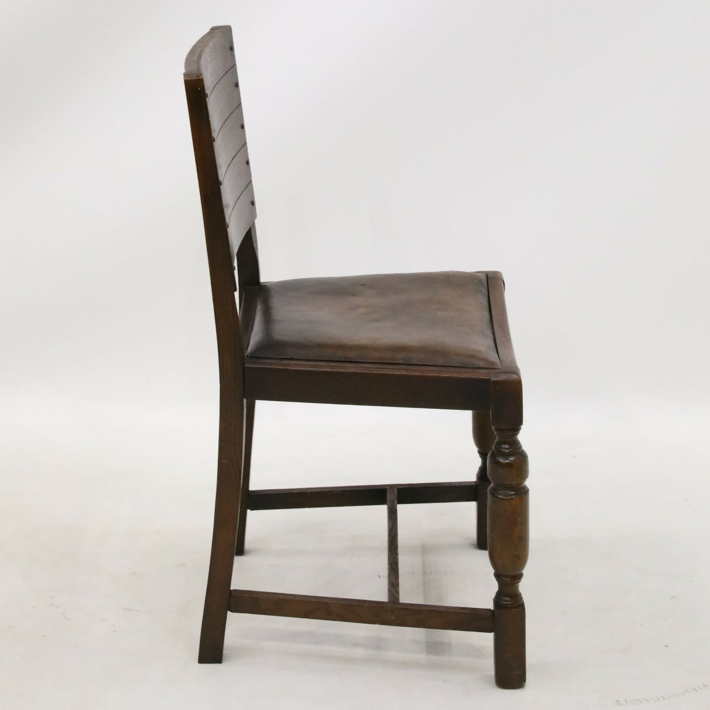 Vintage Oak Hall/Bedroom Chair With Brown Leather Drop In Seat FREE UK Delivery. SBR8480/2410C