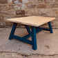 Solid Wood Farmhouse Coffee Table | Handcrafted Rustic Coffee Table with Natural Top & Navy Painted Base