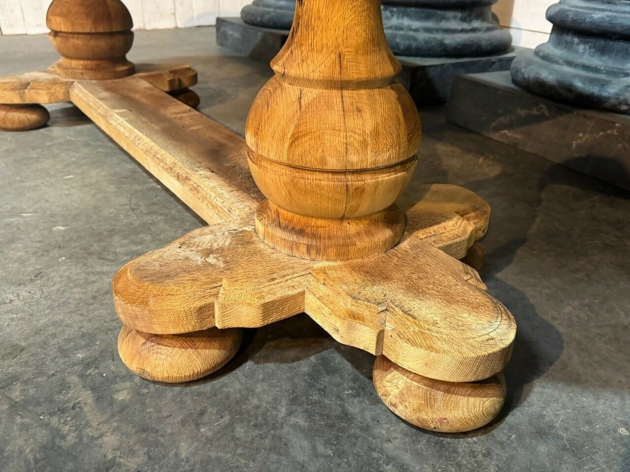 French Bleached Oak Monastery Dining Table