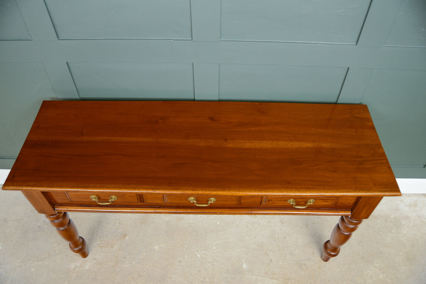 Antique Style Long Console Table - Hardwood Mahogany Finish