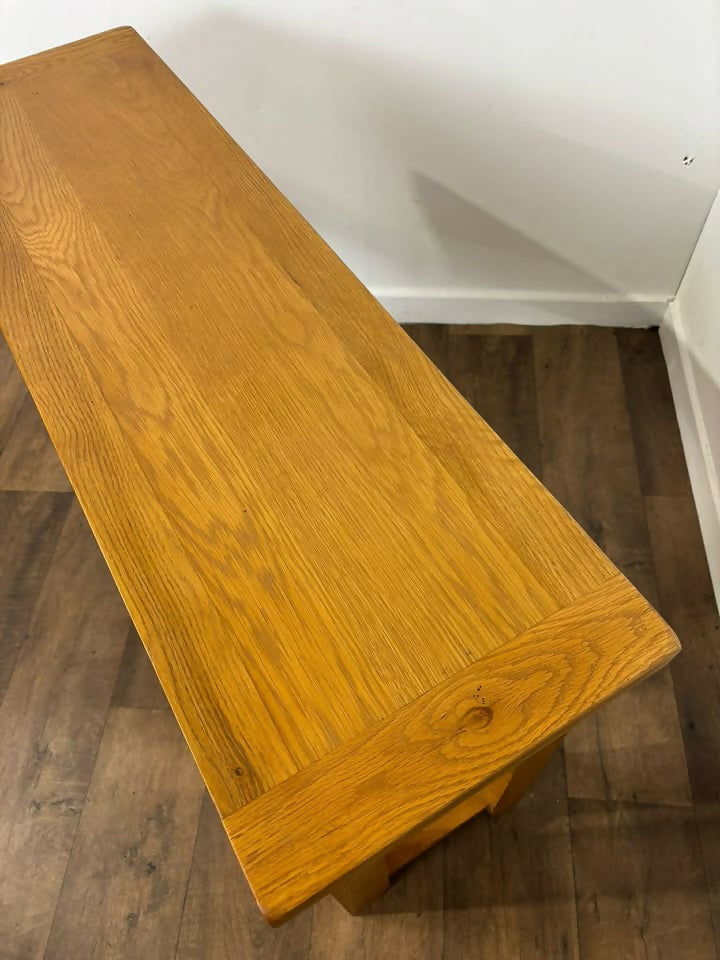 Modern Solid Oak Three Drawer Console Table