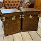 Handmade vintage storage trunks - luxury custom made - brown leather accent tables