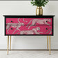 Hand Painted Vintage Mid-Century Modern Chest of Drawers: Black and Hot Pink Cheetah design