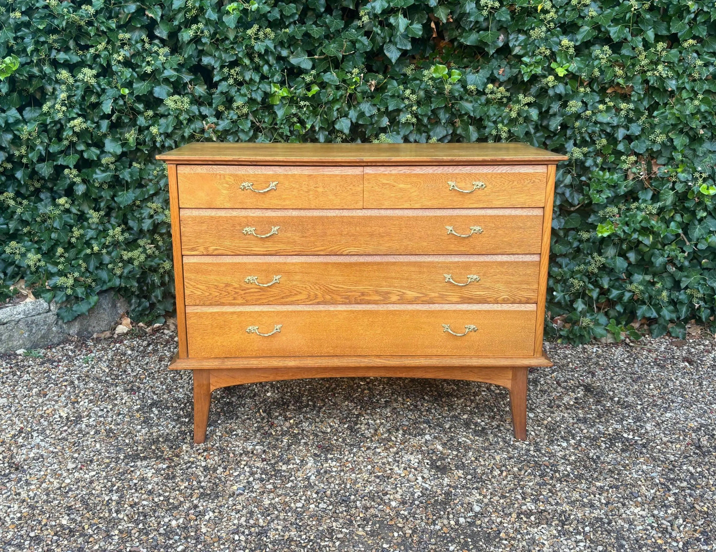Vintage 1960's Handmade Oak Chest Of Drawers