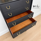 Refurbished Matte Black G Plan E Gomme tallboy chest of drawers, dresser, bedroom furniture, sideboard, brass, mid century modern, Vintage