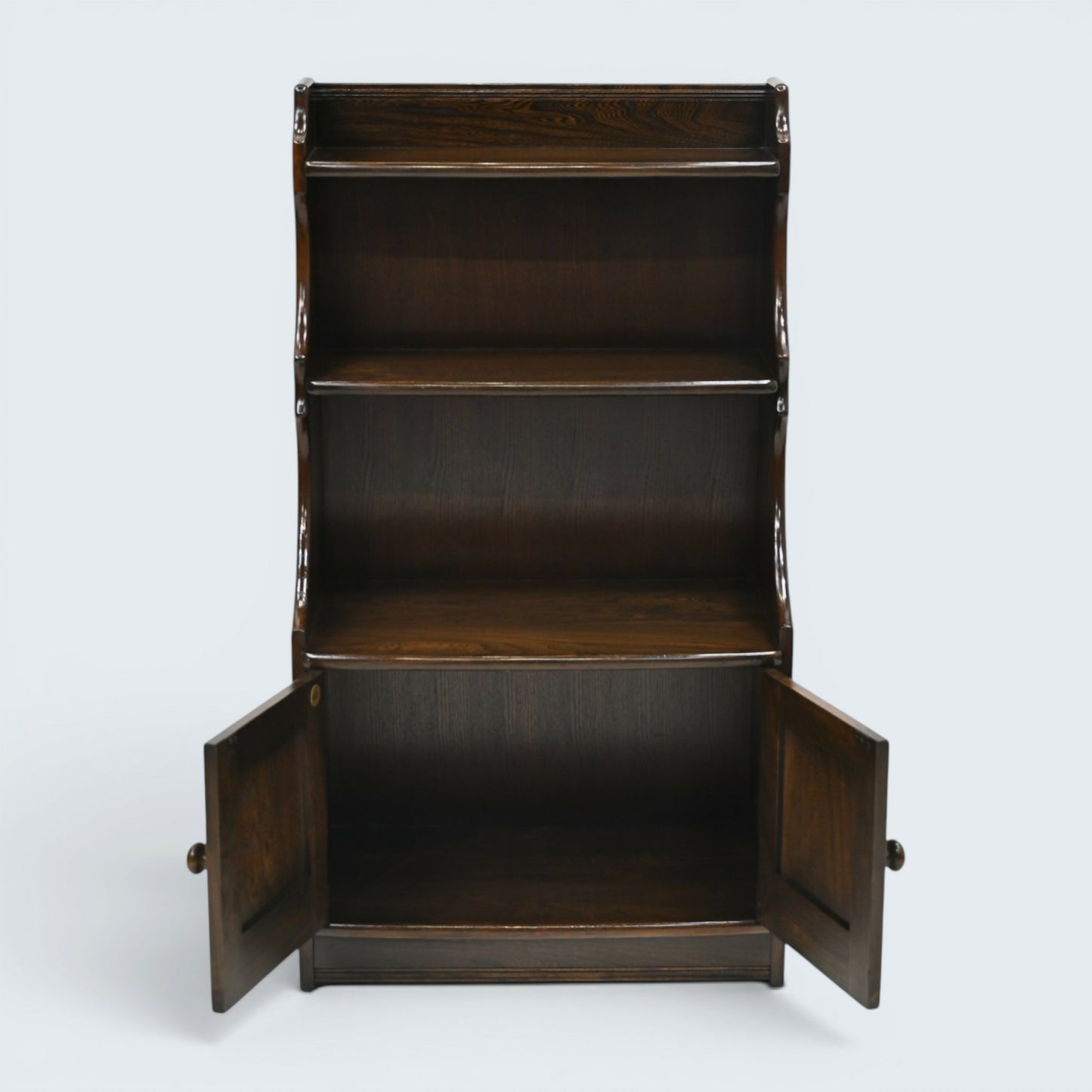 Ercol Old Colonial Waterfall Bookcase 2 Shelves Dark Finish FREE UK Delivery