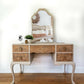 Vintage Taupe Dressing Table with Mirror and Queen Anne legs