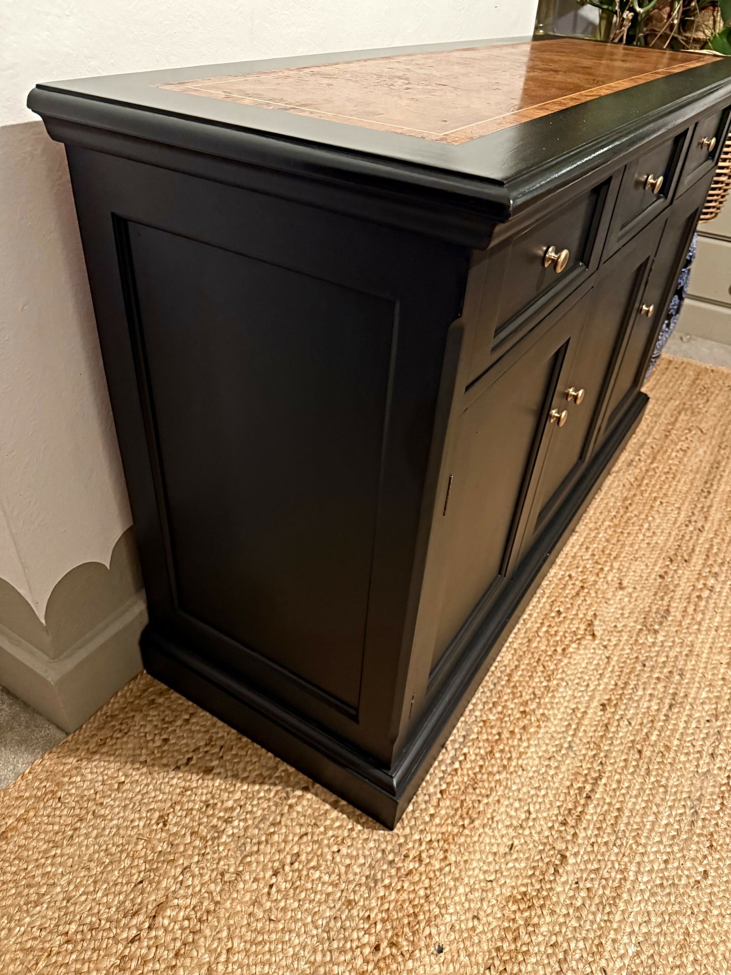 Newly refurbished sideboard solid wood black wood top