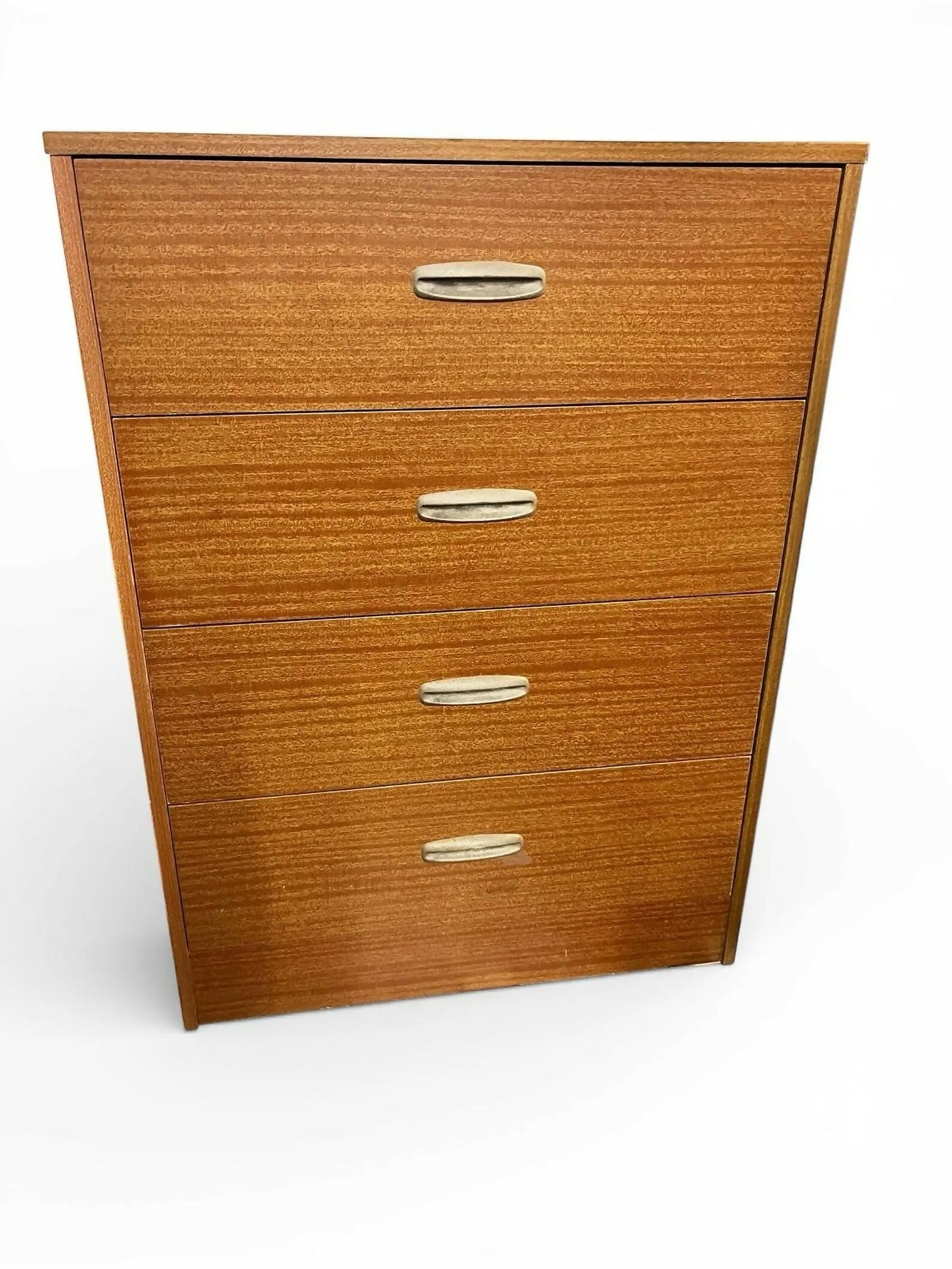 Vintage 4 Drawer Chest of Drawers by Homeworthy Mid Century Teak Effect 88cm