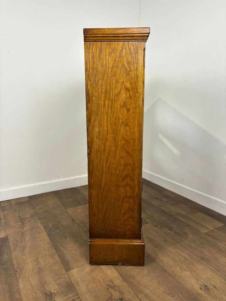 Priory Oak Bookcase with Linen Fold Doors