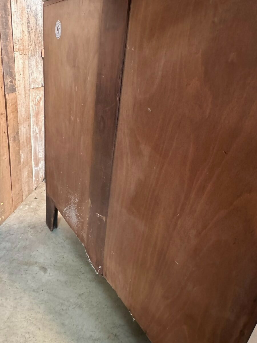 Antique Mid Victorian Bow Front Chest of Five Drawers, c 1840