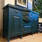 Newly refurbished antique sideboard solid oak green Edwardian