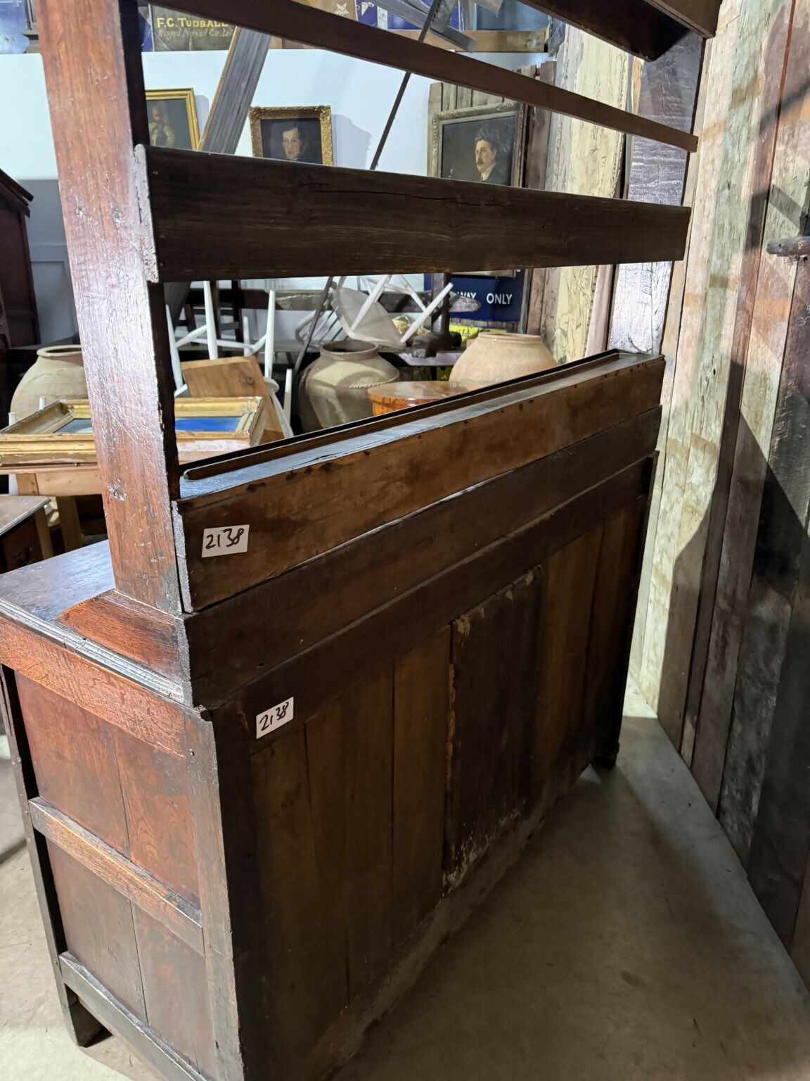 Antique Georgian Country Oak Dresser / Housekeeper Cupboard with Plate Rack, c.177