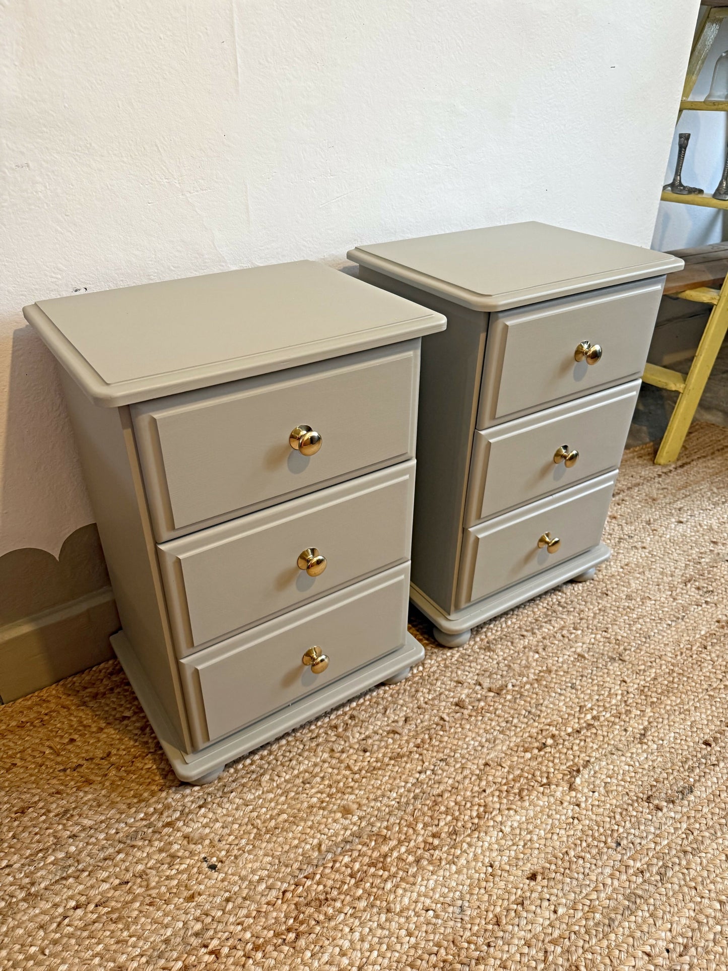 Newly refurbished pair of bedside drawers solid wood cabinets tables nightstands