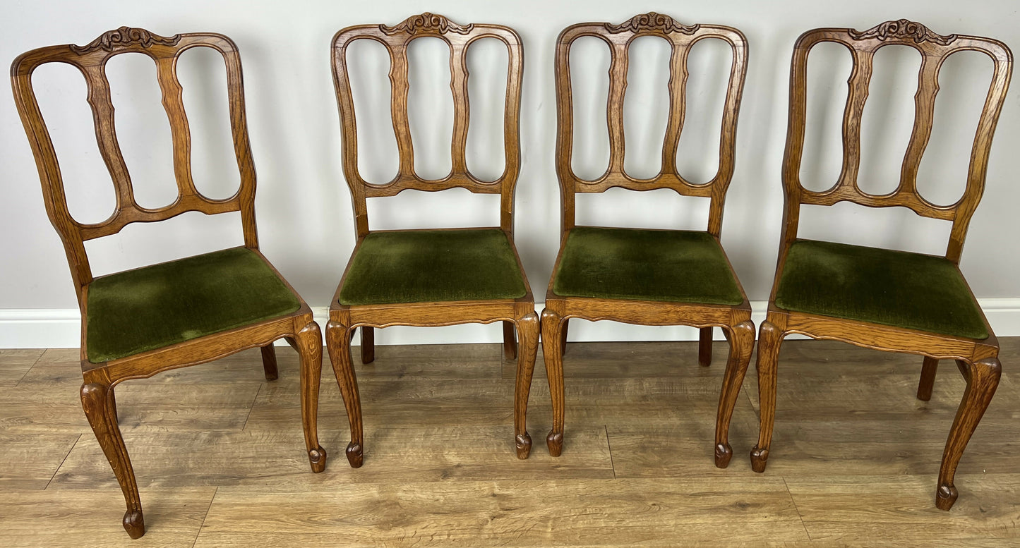 Dining Chairs Vintage French Louis Style Oak Set of 4 Upholstered Seats LOT 6347