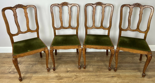 Dining Chairs Vintage French Louis Style Oak Set of 4 Upholstered Seats LOT 6347