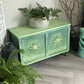 Vintage blanket box, hand painted green, boho